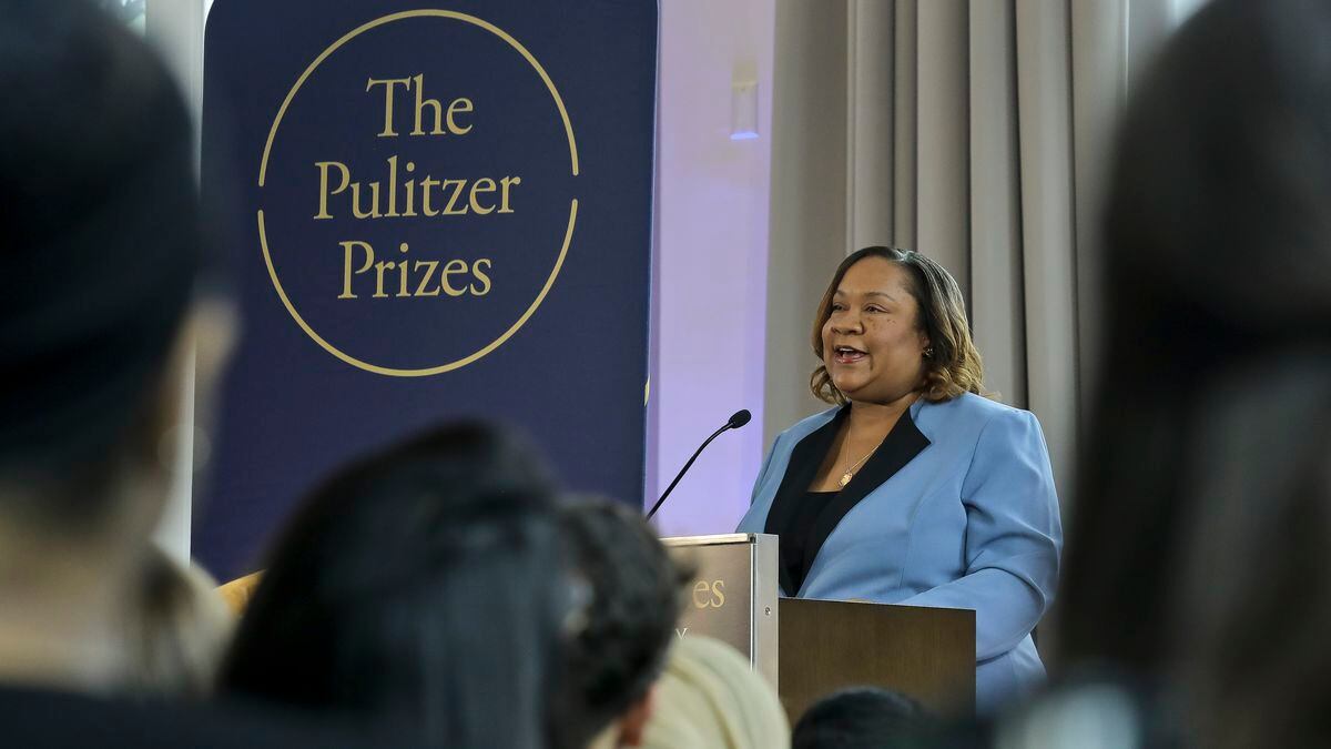 Dana Canedy makes announcement of winners Monday, April 15, 2019, in New York.