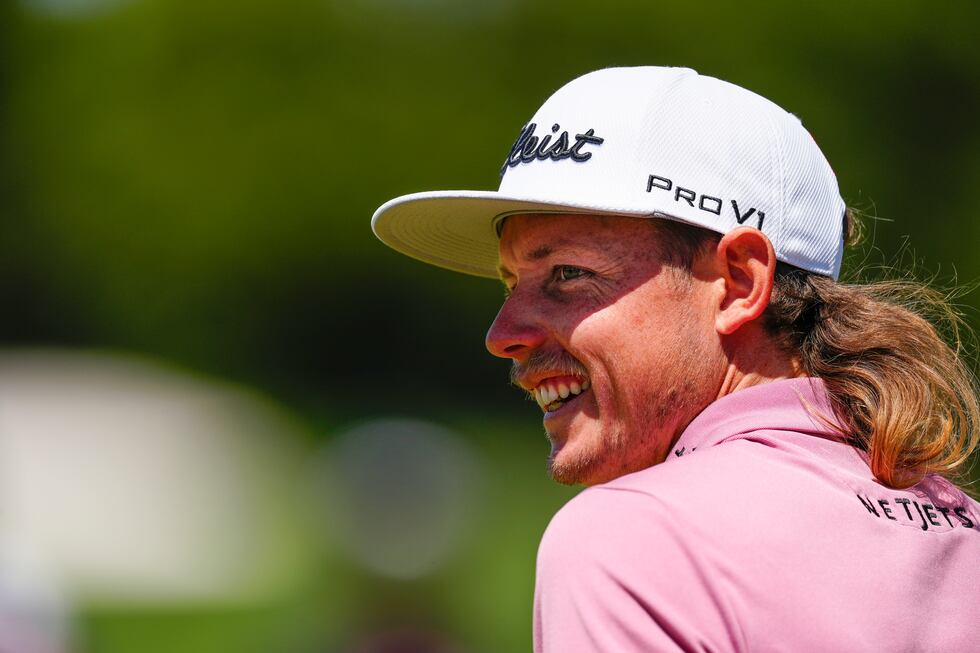 Cameron Smith of Australia smiles on the Tournament Practice Facility during the final round...