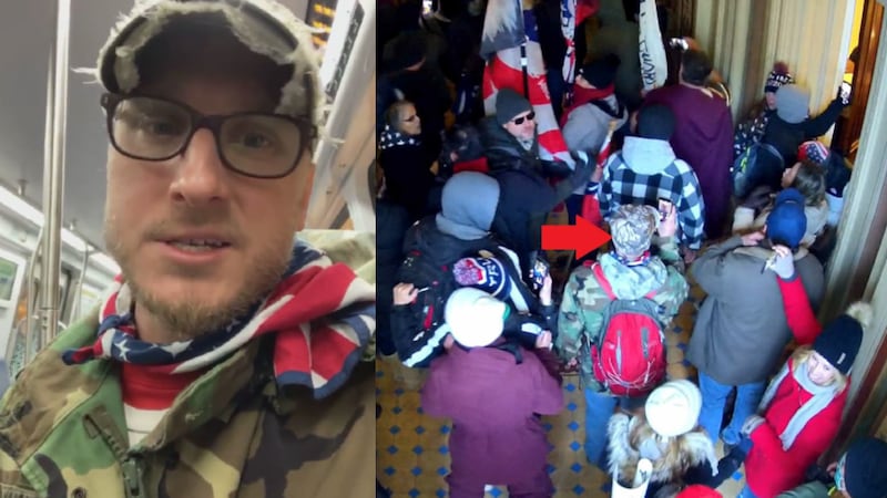 Derek Gunby in D.C. and at the U.S. Capitol during the riot on January 6, 2021.