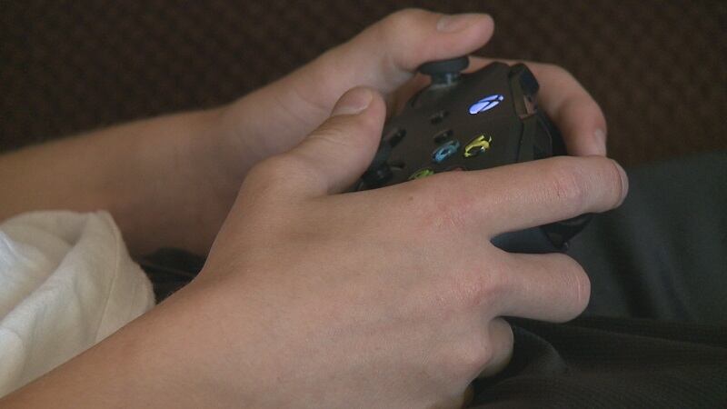 Child playing video games