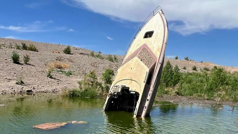 A photo taken on Sunday of a formerly sunken boat once again surrounded by water. (SOURCE:...