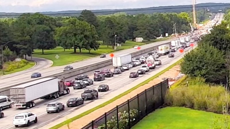 Traffic on eastbound I-20 just inside Georgia on Aug. 12, 2022.