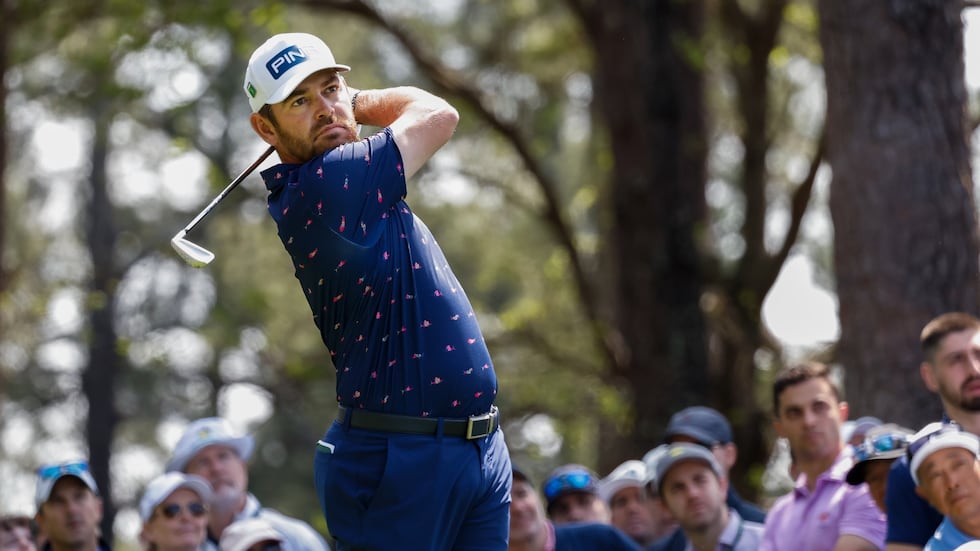 Louis Oosthuizen of South Africa plays a stroke from the No. 4 tee during the first round of...