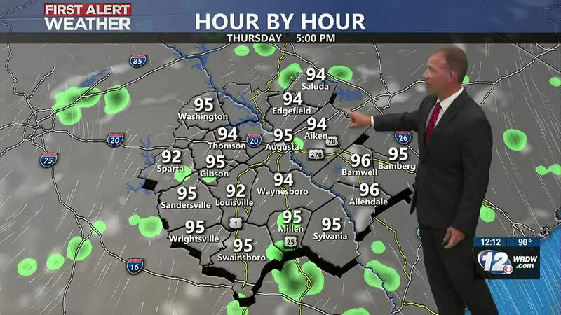 Hot with isolated storms